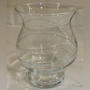 Princess House Clear Glass Swirled Design Candle Holder, c. Early 2000s, NWOT